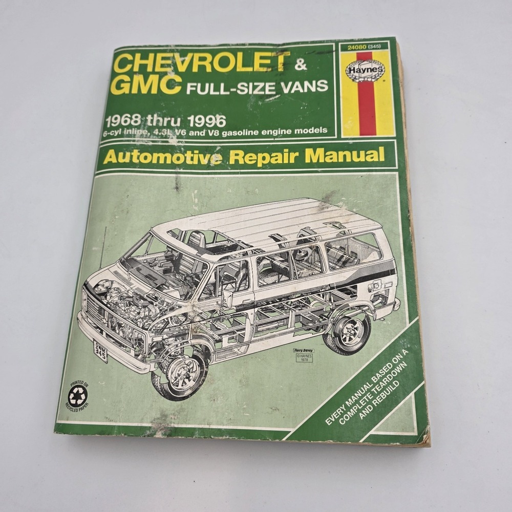 Haynes 24080 (345) Chevrolet GMC Full Size Van 1968-1996 V6 & V8 Repair Manual